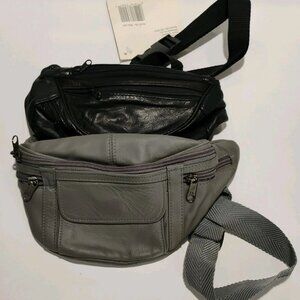 Leather Fanny Pack Gray & Brown
